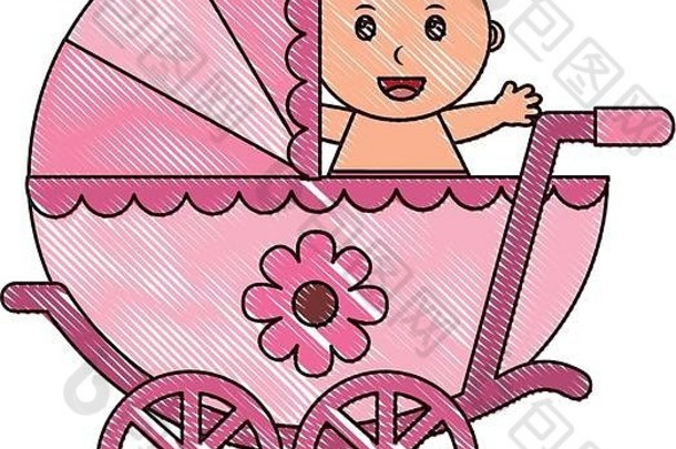 婴儿女孩车孤立的图标