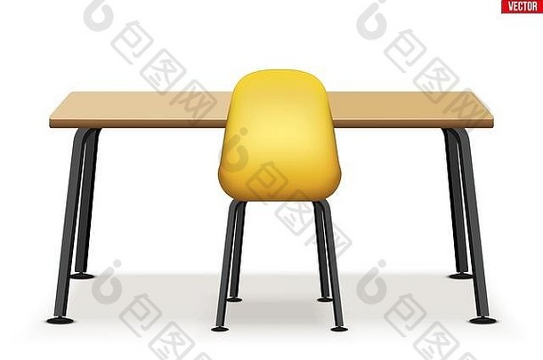 工作区带椅子的木制桌面