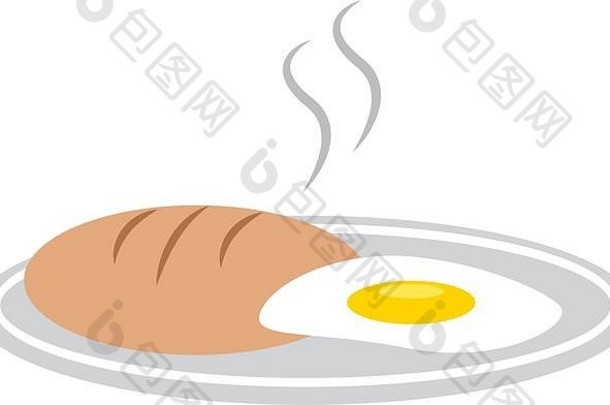 美味面包与鸡蛋分离图标设计