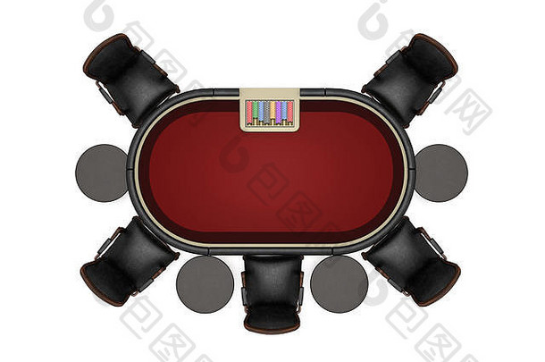 扑克桌概念3d插图