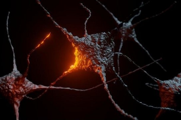 神经元摘要黑暗背景<strong>红</strong>色的耀斑