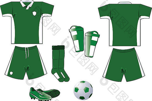 绿色和白色<strong>足球</strong>装备