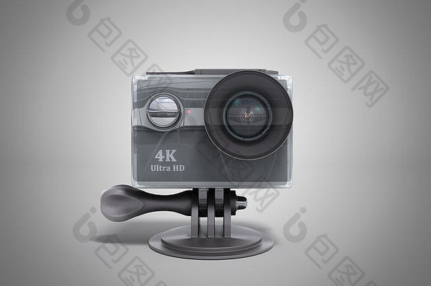 在灰色背景上进行摄影机动作Cam 3d渲染