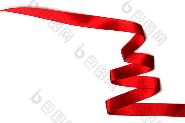 程式化的红色的丝带圣诞节树孤立的白色背景