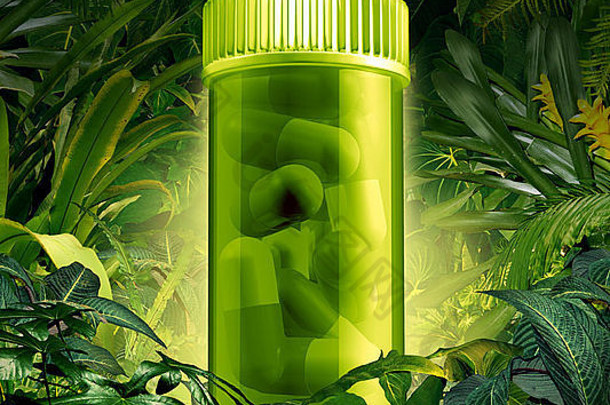药用植物丛林医学发现健康护理象征自然Herbal补救措施发现雨森林