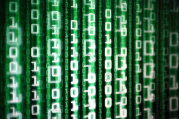数据矩阵二进制代码流动向下运动绿色颜色<strong>电脑主题</strong>信息科学上升大数据年龄人工情报