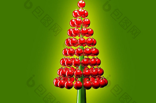 圣诞节树光滑的红色的装饰物球渲染红色的