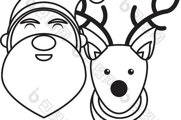 圣诞快乐圣诞老人和驯鹿