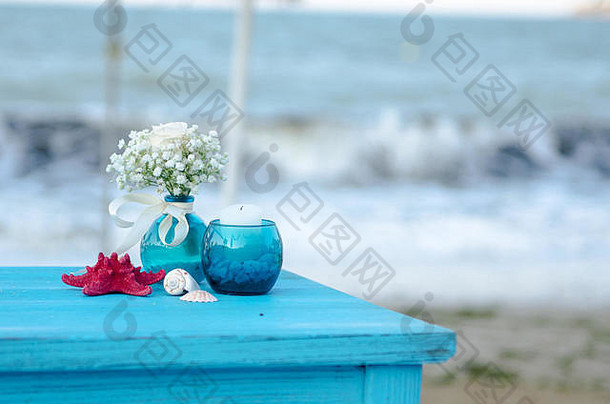 海边的海滩婚礼细节