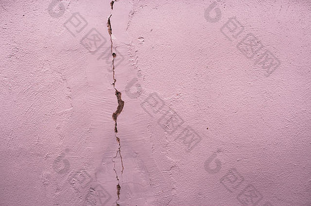 粉红色的画混凝土墙裂纹背景