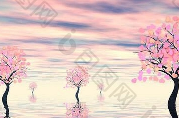 情人节红心树-3D渲染