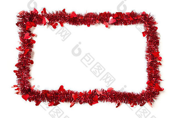 红色金属片，白色背景上有心形边框，可供您发送信息。