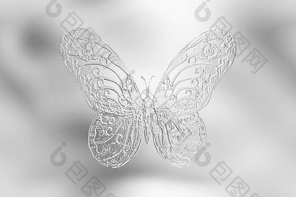 插图蝴蝶混合媒介玻璃银效果