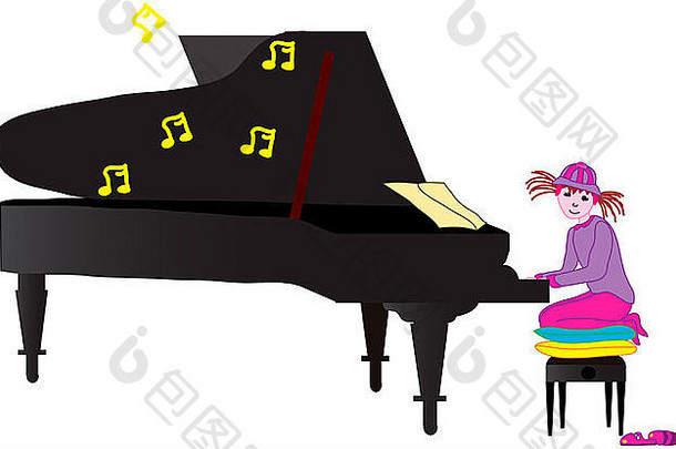 弹钢琴的梦幻小女孩