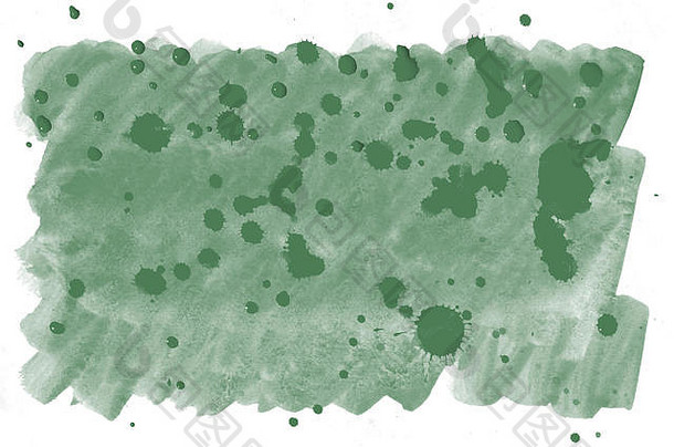 彩色深绿色水彩壁纸背景。Aquarelle亮色插图。