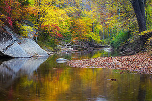 马里兰州霍华德县帕塔克森特河中部的秋天