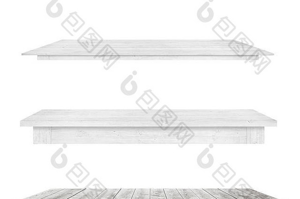 灰色复古木制厨房桌面为白色背景