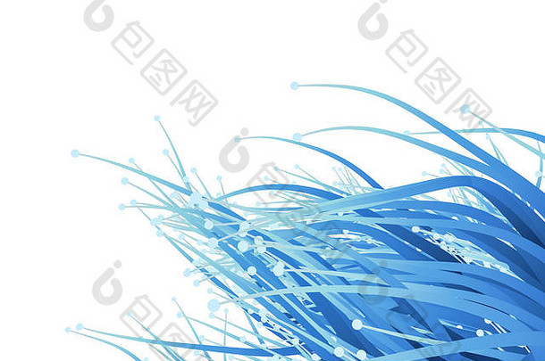 蓝色<strong>增长</strong>线和点，3d渲染。计算机数字绘图。