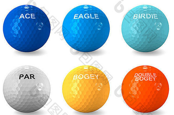 颜色编码球命名高尔夫球分数王牌鹰小鸟由可怕的人双可怕的人