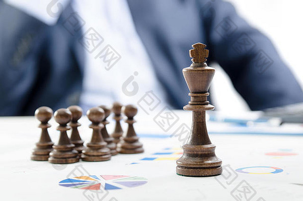 国际象棋业务团队负责人。财务战略管理，桌面文件概念。