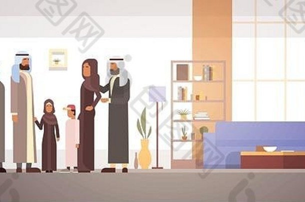 阿拉伯家庭首页阿拉伯语父母孩子们现代公寓