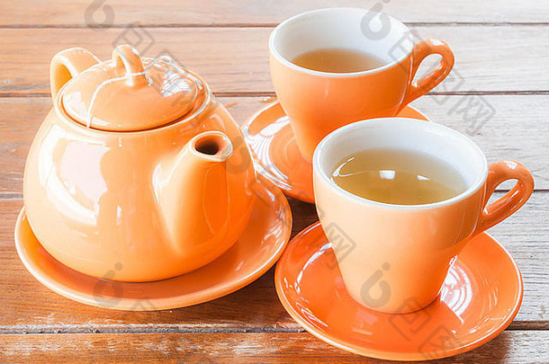 陶瓷杯热茶，库存照片