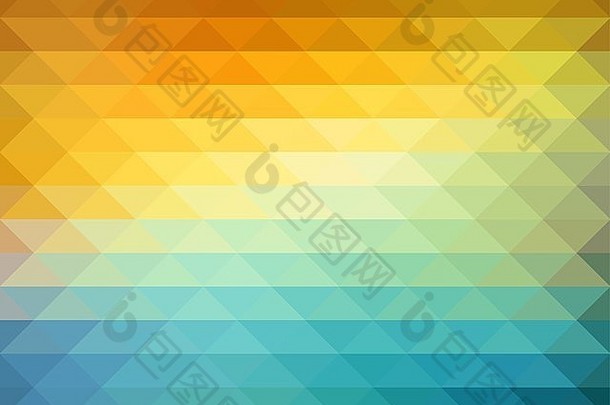 带有橙色、蓝色和黄色三角形的抽象几何背景。夏日阳光设计。