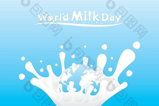 世界牛奶一天问候横幅设计庆祝6月一年