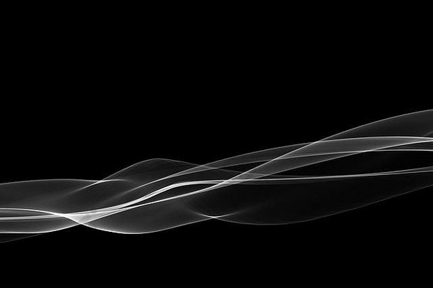 黑色背景上的抽象白色火焰烟框，带有文字和设计的版权空间