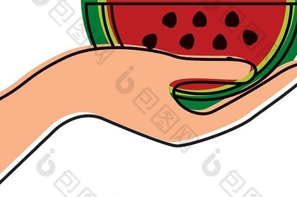 手拿西瓜水果健康生活方式