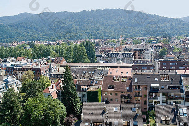 空中视图弗莱堡布赖斯高城市Baden-Wuerttemberg德国夏天时间
