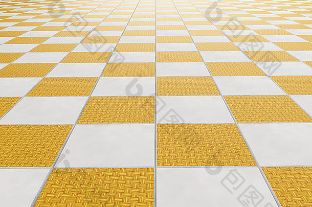 方形瓷砖地板的三维渲染