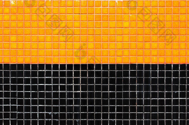 彩色瓷砖马赛克-橙色和黑色。背景纹理