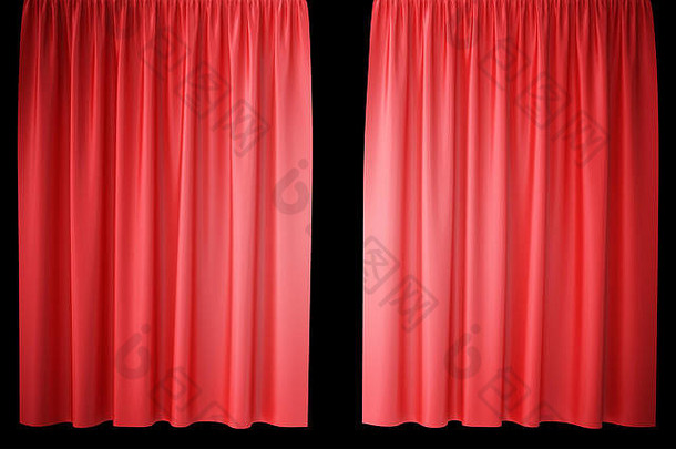 红色的天鹅绒阶段窗帘朱红色剧院布料丝绸经典窗帘红色的剧院窗帘呈现