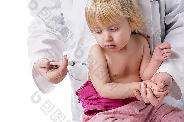 医生婴儿女孩注射女孩注射家庭医生医生孩子英杰克