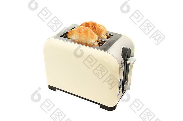 烤面包机片烤面包孤立的白色