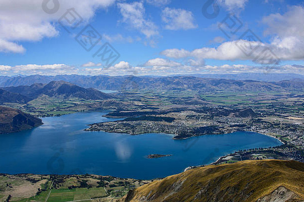 全景的观点湖仍然罗伊的峰仍然新西兰