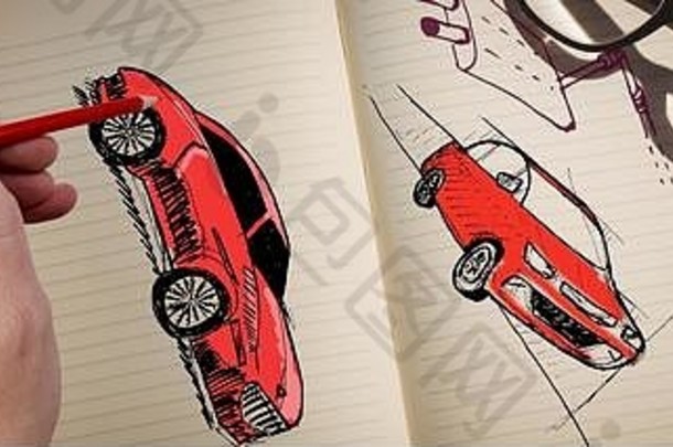 汽车草图和手绘