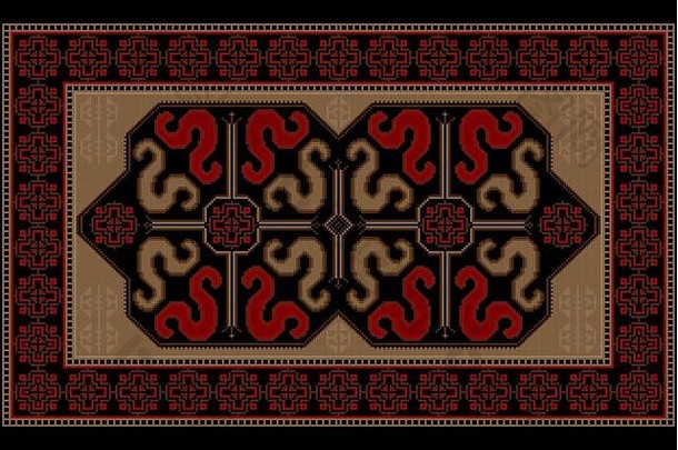 奢侈品明亮的古董地毯少数民族模式龙黑色的中心