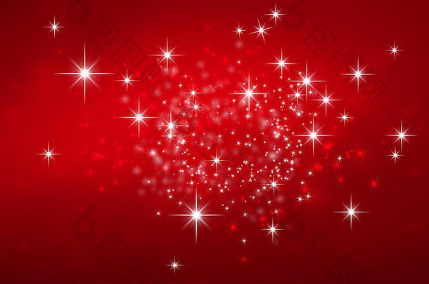 闪亮的红色的圣诞节背景明星灯爆炸