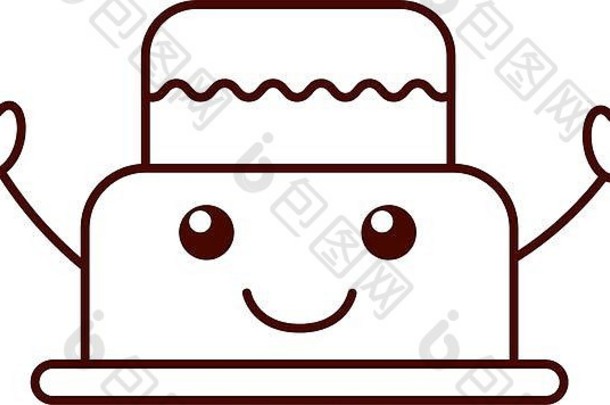 美味蛋糕奶油面包店kawaii character