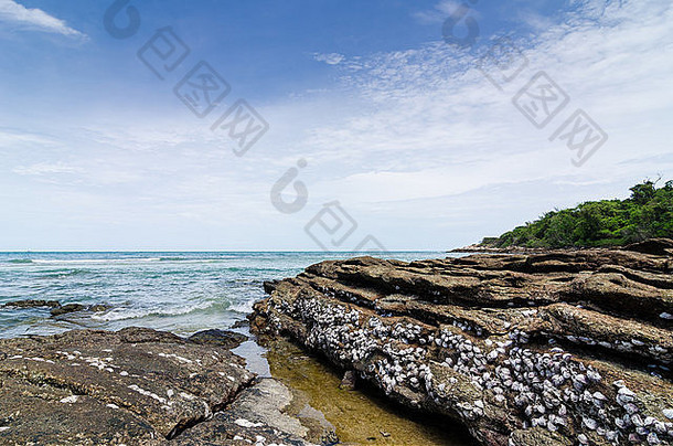 海滩岩石蓝色的海泰国