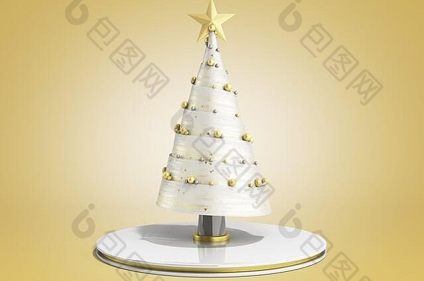 基于颜色渐变的单棵新年装饰圣诞树3d渲染