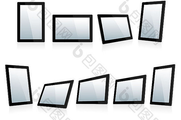 黑色的触摸屏幕平板电脑iPad风格