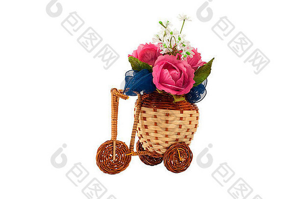 带花的自行车装饰花瓶