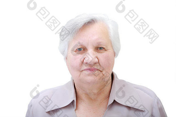 白色背景上的老妇人肖像