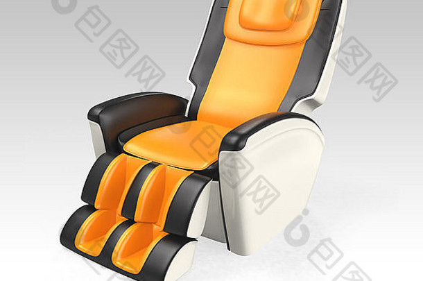 按摩椅子黑色的橙色皮革呈现剪裁路径