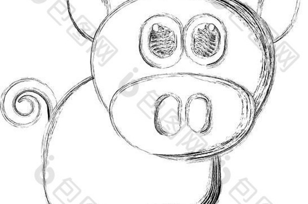 一只可爱的猪的素描