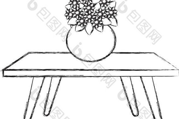 客厅桌子上有可爱的花瓶和装饰花