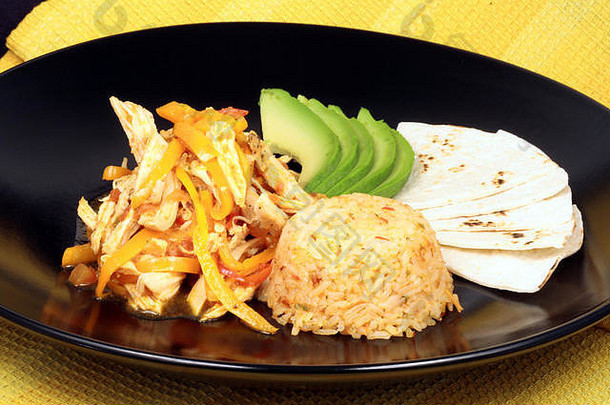 美味的各种各样的墨西哥法士达色彩斑斓的精致的美食食物